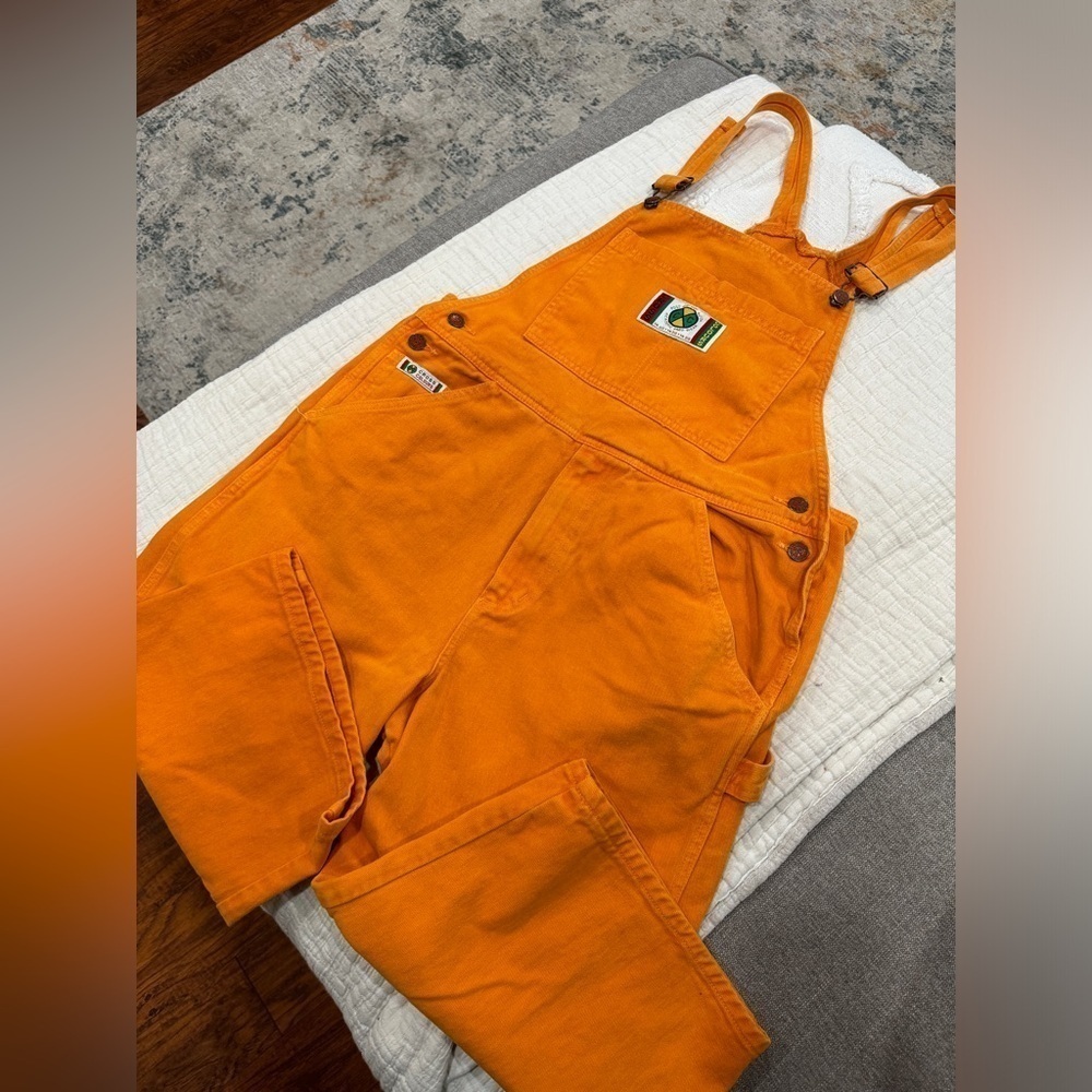Vintage 90s Cross Colours Orange Overalls Size 2
